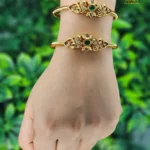 Antique Peacock Design Kada Bangle with Multicolour Stones