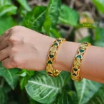 Gold Plated Green Palakka Coin Bangle