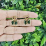 Elegant Green Palakka Gold Plated Ear Stud