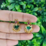 Elegant Green Palakka Gold Plated Ear Stud