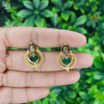 Gold Plated Green Palakka Lakshmi Coin Ear Stud