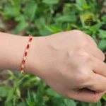 Gold Plated Red & White AD Stone Chain Bracelet