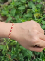 Gold Plated Red & White AD Stone Chain Bracelet
