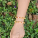 Elegant Gold Plated Navaratna Stone Bangle
