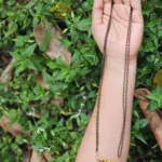 Gold Plated 2-Layer Plain Black Beads 3-Pendant Long Mangalsutra