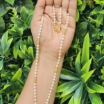 Simple White Pearl & Gold Beads Haaram