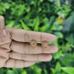 Gold Plated Ruby Stone Ear Stud