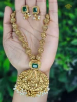 Antique Lakshmi Pendant Gold Beads Haaram - Image 2