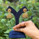 Antique Jhumka with Crystal Bead Hangings - Multi Colour