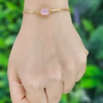 Gold Plated Baby Pink Stone Chain Bracelet