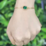 Gold Plated Green Stone Chain Bracelet