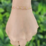 Gold Plated Baby Pink Stone Chain Bracelet