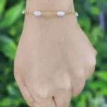 Gold Plated White & Gold Beads Chain Bracelet