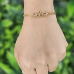 Gold Plated White AD Heart Stone Chain Bracelet