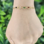 Gold Plated Multicolour Stone Chain Bracelet
