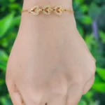 Gold Plated White AD Heart Stone Chain Bracelet
