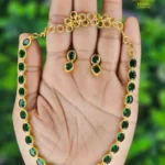 Elegant Gold Coated Emerald Stone Necklace