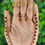 Elegant Gold Coated Red Stone Necklace