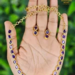 Elegant Gold Coated Lavender Stone Necklace