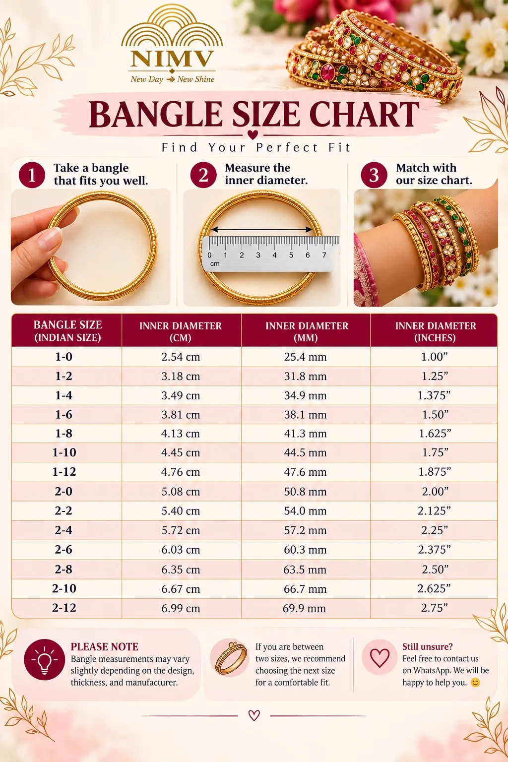 Bangle Size Chart